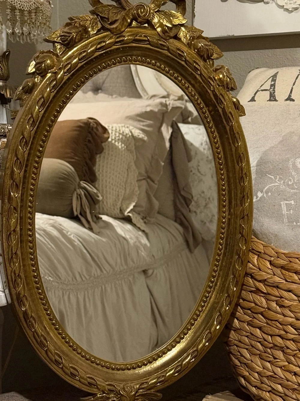 Ornate Gold Vintage bow mirror